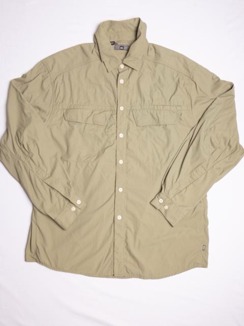 REI Co-Op Sahara Hiking Shirt Men L Tan UPF 50+ Vented Mesh Back Trail Fishing
